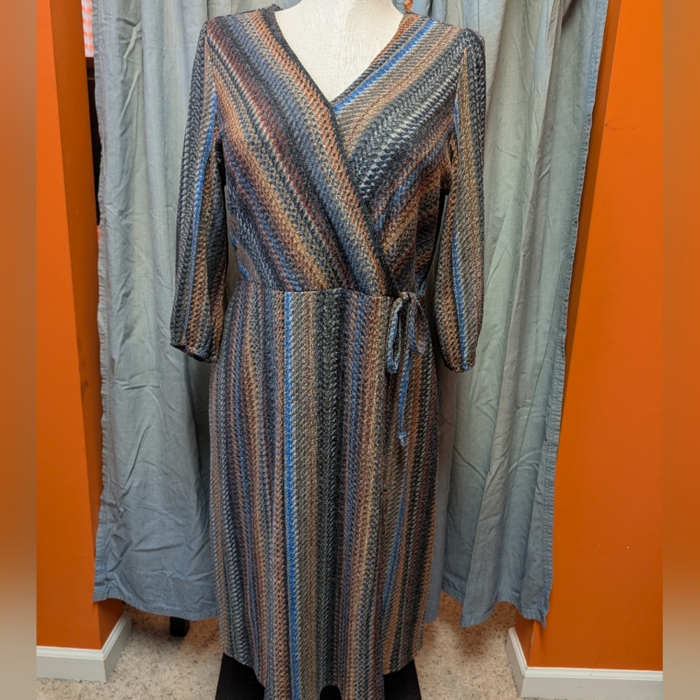 CJ Banks Multicolor Striped Midi Dress